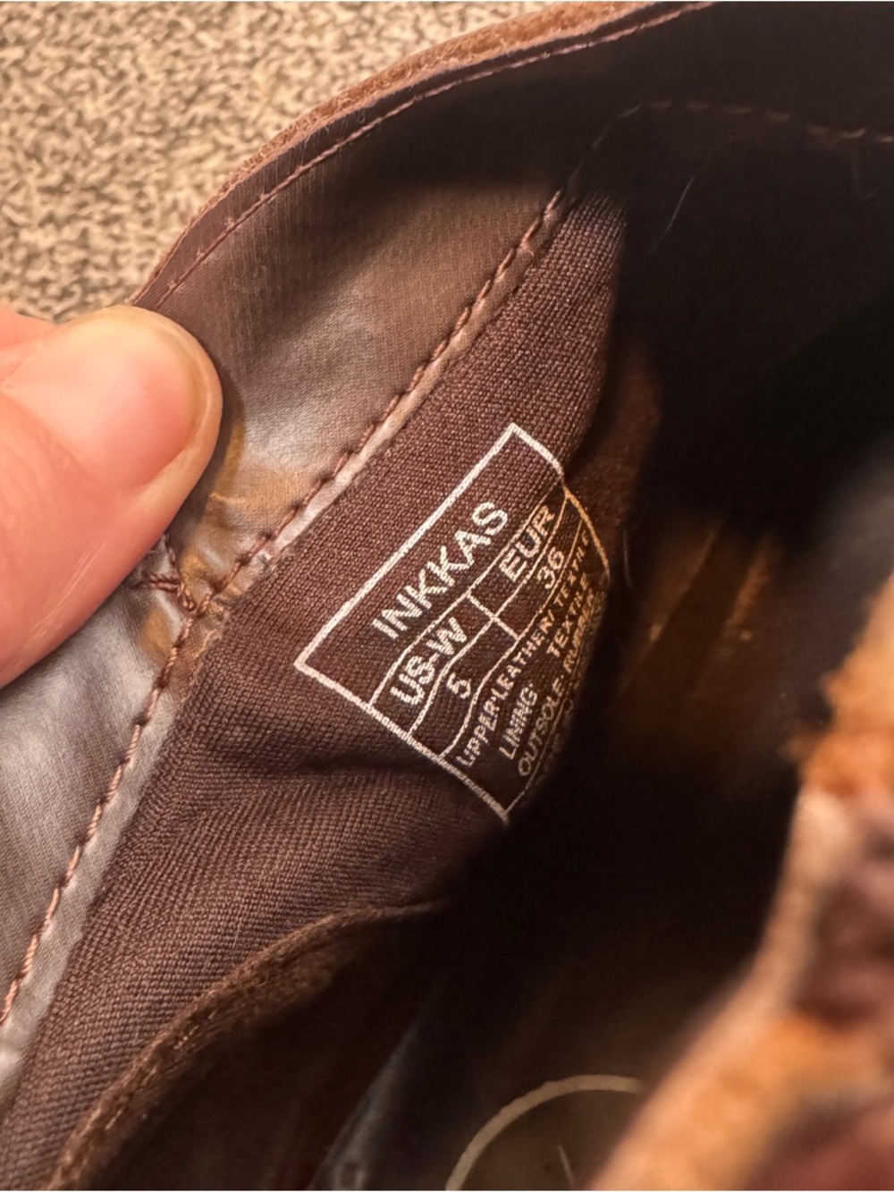 inkkas Brown Leather Ankle Booties with Patterned Heel Panel - Picture 6 of 9